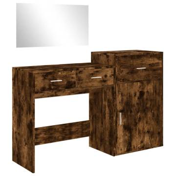 3 Piece Dressing Table Set - Smoked Oak Engineered Wood