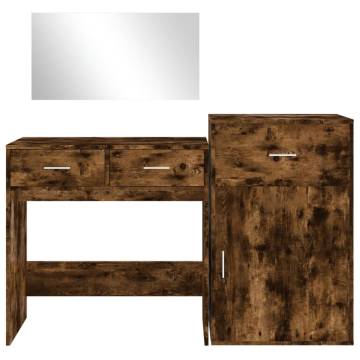 3 Piece Dressing Table Set - Smoked Oak Engineered Wood