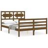 Honey Brown Small Double Bed Frame with Headboard - Solid Wood