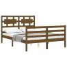 Honey Brown Small Double Bed Frame with Headboard - Solid Wood