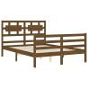 Honey Brown Small Double Bed Frame with Headboard - Solid Wood