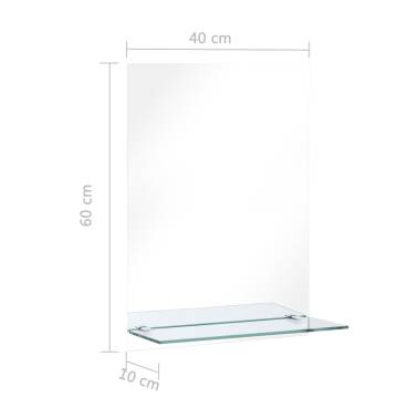 Wall Mirror with Shelf 40x60 cm - Tempered Glass Design