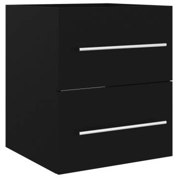 Sink Cabinet with Basin - Elegant Black Engineered Wood