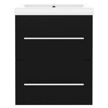 Sink Cabinet with Basin - Elegant Black Engineered Wood