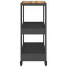 3-Tier Black Poly Rattan Bar Cart - Durable & Stylish