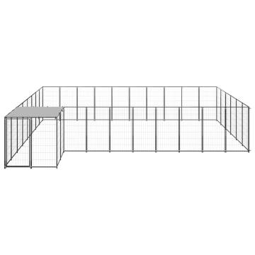 Durable Black Steel Dog Kennel - 19.36 m² Outdoor Space