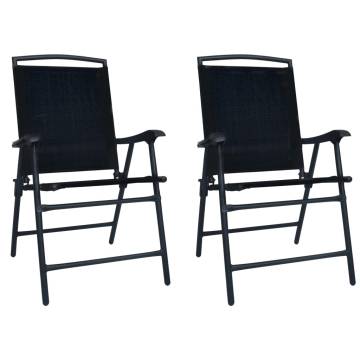 Folding Garden Chairs Set - 2 pcs Texilene Black | HipoMarket