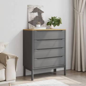 Chest of Drawers FLORO Grey | Solid Pine Wood | HipoMarket