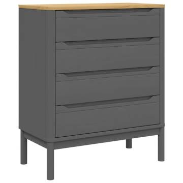 Chest of Drawers FLORO Grey | Solid Pine Wood | HipoMarket