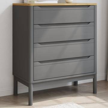 Chest of Drawers FLORO Grey | Solid Pine Wood | HipoMarket