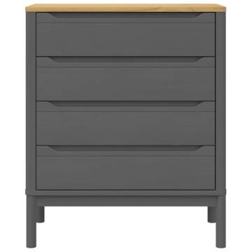 Chest of Drawers FLORO Grey | Solid Pine Wood | HipoMarket