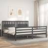 Bed Frame with Headboard Grey 200x200 cm Solid Wood Colour grey Size 200 x 200 cm 