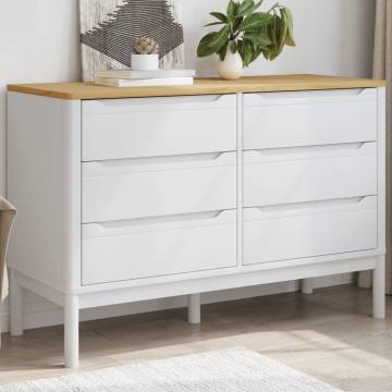 FLORO White Solid Wood Pine Chest of Drawers - Classic Design