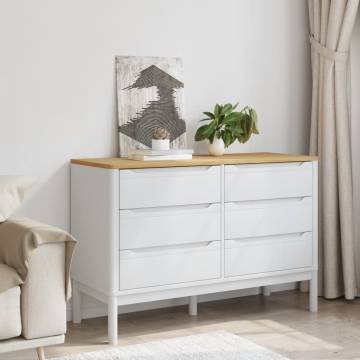 FLORO White Solid Wood Pine Chest of Drawers - Classic Design