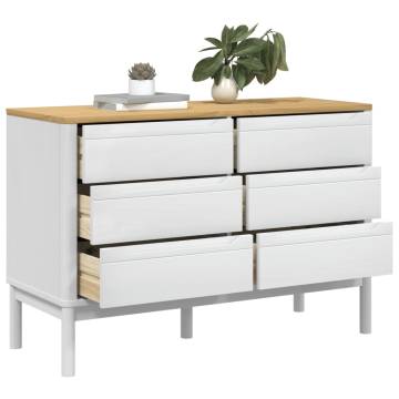 FLORO White Solid Wood Pine Chest of Drawers - Classic Design