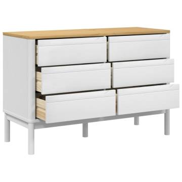 FLORO White Solid Wood Pine Chest of Drawers - Classic Design