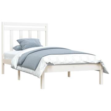 White Solid Wood Bed Frame 90x200 cm - Classic & Sturdy