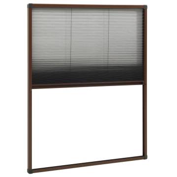 Plisse Insect Screen for Windows - Aluminium Brown 80x100 cm