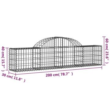 Arched Gabion Baskets 13 pcs | Galvanised Iron Garden Decor