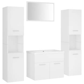 Stylish Bathroom Furniture Set - White Engineered Wood