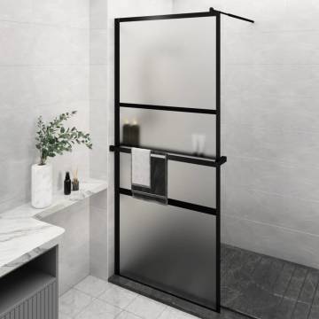 Walk-in Shower Wall with Shelf Black 100x195 cm | Hipo Market