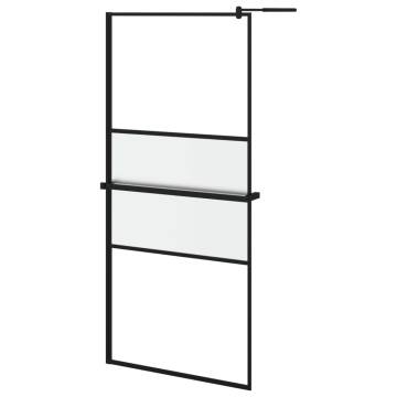 Walk-in Shower Wall with Shelf Black 100x195 cm | Hipo Market