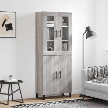 Stylish Highboard Grey Sonoma 69.5x34x180 cm | HipoMarket