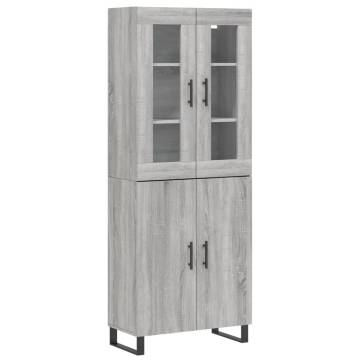 Stylish Highboard Grey Sonoma 69.5x34x180 cm | HipoMarket