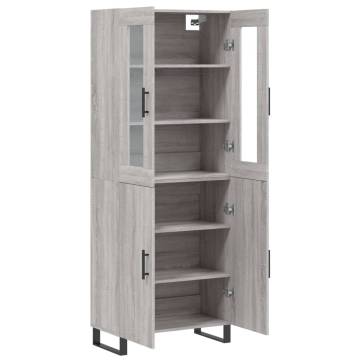 Stylish Highboard Grey Sonoma 69.5x34x180 cm | HipoMarket