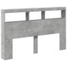 Headboard Cabinet with LED Concrete Grey - Stylish Design