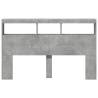 Headboard Cabinet with LED Concrete Grey - Stylish Design