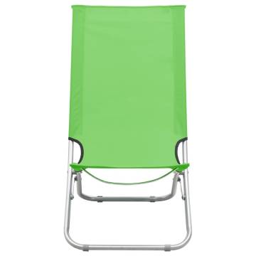 Folding Beach Chairs 2 pcs Green Fabric - Relax in Style