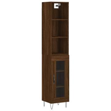 Stylish Highboard Brown Oak - 34.5x34x180 cm | Hipomarket