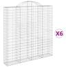 Arched Gabion Baskets - 6 pcs Galvanised Iron | HipoMarket