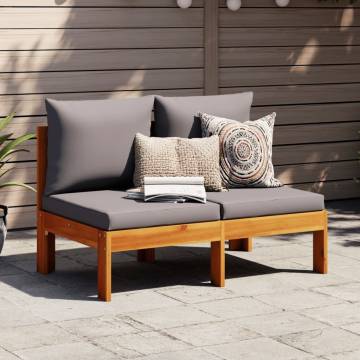 Garden Sofa Armless 2-Seater Solid Wood Acacia with Cushions