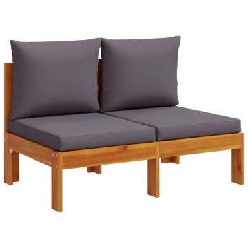 Garden Sofa Armless 2-Seater Solid Wood Acacia with Cushions