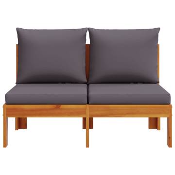 Garden Sofa Armless 2-Seater Solid Wood Acacia with Cushions