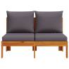 Garden Sofa Armless 2-Seater Solid Wood Acacia with Cushions