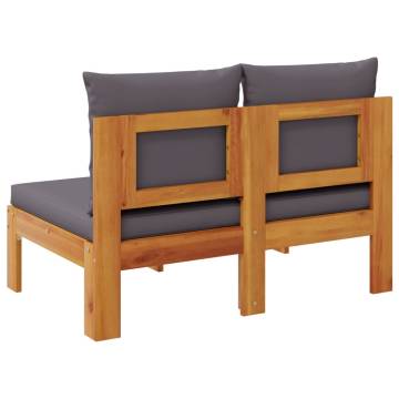 Garden Sofa Armless 2-Seater Solid Wood Acacia with Cushions