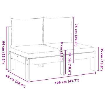 Garden Sofa Armless 2-Seater Solid Wood Acacia with Cushions