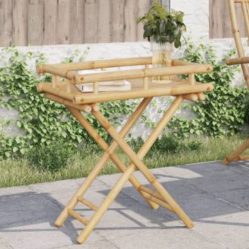 Folding Tray Table 60x40x68 cm - Stylish Bamboo Design