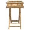 Folding Tray Table 60x40x68 cm - Stylish Bamboo Design