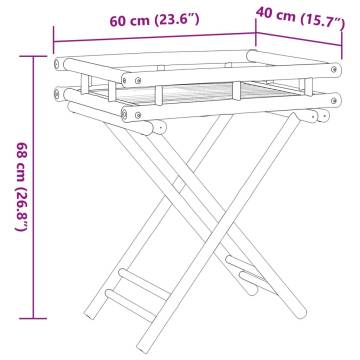 Folding Tray Table 60x40x68 cm - Stylish Bamboo Design