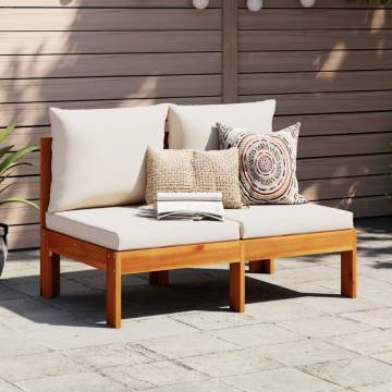 Stylish 2-Seater Garden Sofa - Solid Acacia Wood with Cushions