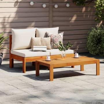 Stylish 2-Seater Garden Sofa - Solid Acacia Wood with Cushions