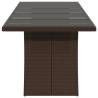 Garden Table with Glass Top - Brown Poly Rattan 240x90x75 cm