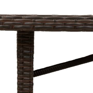 Garden Table with Glass Top - Brown Poly Rattan 240x90x75 cm