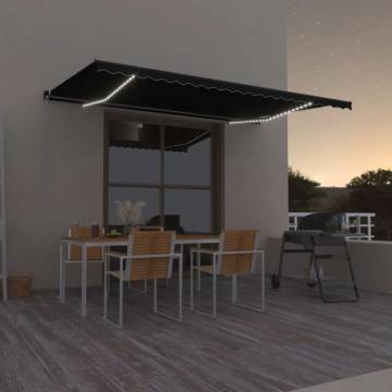 Manual Retractable Awning with LED - 500x350 cm Anthracite