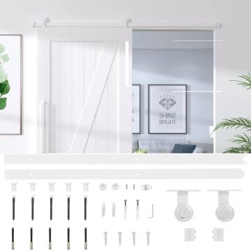 Premium Sliding Door Hardware Kit 200 cm Steel White