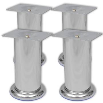 4 Round Sofa Legs Chrome - Modern Replacement Legs | Hipo Market